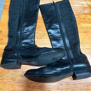 Black Over the Knee Boots with Leather Finish